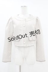 Ank Rouge / パールトリムノーカラージャケット M ベージュ H-25-07-13-1056-CA-JA-NS-ZH