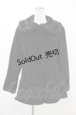 画像1: axes femme POETIQUE / ファー襟ショートコート M ブラック H-25-07-13-1060-AX-CO-NS-ZH