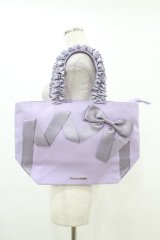 Maison de FLEUR / Maison de FLEUR×Misako Aoki/Mリボンキャンバストートバッグ  ラベンダー H-25-07-13-1023-LO-BG-NS-ZH