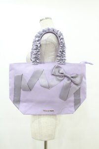 Maison de FLEUR / Maison de FLEUR×Misako Aoki/Mリボンキャンバストートバッグ  ラベンダー H-25-07-13-1023-LO-BG-NS-ZH