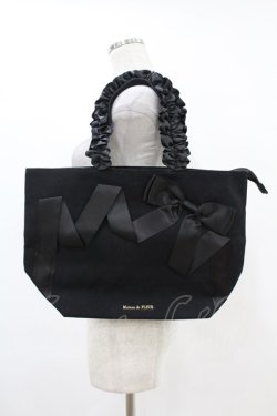 画像1: Maison de FLEUR / Maison de FLEUR×Misako Aoki/Mリボンキャンバストートバッグ  ブラック H-25-07-13-1024-LO-BG-NS-ZH