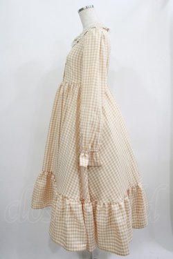 画像2: FLC / 星名桜子/ギンガムチェックワンピース M ベージュ H-25-07-13-001-LO-OP-NS-ZH