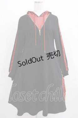 画像1: Favorite / フリルパーカーワンピース M ブラック/レッド H-25-07-13-007-LO-OP-NS-ZH