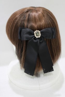 画像2: Maison de FLEUR / ビジューサテンリボンバレッタ  ブラック H-25-07-13-075-LO-AC-NS-ZH