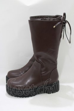 画像2: Fi.n.t / バックレースアップロングブーツ M/23.5cm ブラウン H-25-07-13-077-CA-SH-NS-ZH