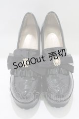 Rojita / パールビジューシアーリボンローファー M（靴裏LL表記） ブラック H-25-07-13-078-LO-SH-NS-ZH