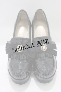 Rojita / パールビジューシアーリボンローファー M（靴裏LL表記） ブラック H-25-07-13-078-LO-SH-NS-ZH