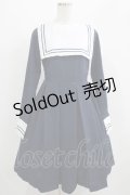 FLC / 皆方由衣コラボ/襟付きプリーツワンピース M ネイビー H-25-07-13-011-LO-OP-NS-ZH