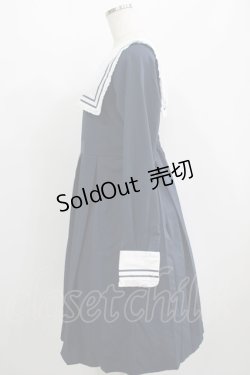 画像2: FLC / 皆方由衣コラボ/襟付きプリーツワンピース M ネイビー H-25-07-13-011-LO-OP-NS-ZH