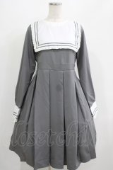 FLC / 皆方由衣コラボ/襟付きプリーツワンピース M グレー H-25-07-13-012-LO-OP-NS-ZH