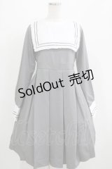 FLC / 皆方由衣コラボ/襟付きプリーツワンピース M グレー H-25-07-13-012-LO-OP-NS-ZH