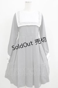 FLC / 皆方由衣コラボ/襟付きプリーツワンピース M グレー H-25-07-13-012-LO-OP-NS-ZH