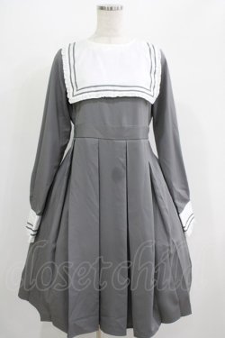 画像1: FLC / 皆方由衣コラボ/襟付きプリーツワンピース M グレー H-25-07-13-012-LO-OP-NS-ZH