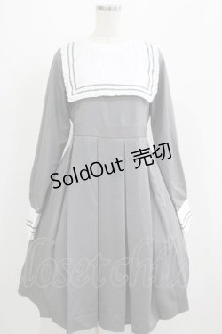 画像1: FLC / 皆方由衣コラボ/襟付きプリーツワンピース M グレー H-25-07-13-012-LO-OP-NS-ZH