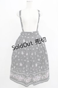 axes femme / すみれ柄サス付スカート M ブラック H-25-07-14-027-AX-SK-NS-ZH