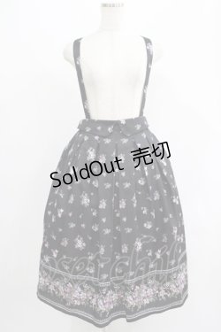 画像1: axes femme / すみれ柄サス付スカート M ブラック H-25-07-14-027-AX-SK-NS-ZH
