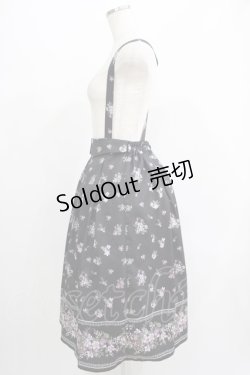 画像2: axes femme / すみれ柄サス付スカート M ブラック H-25-07-14-027-AX-SK-NS-ZH