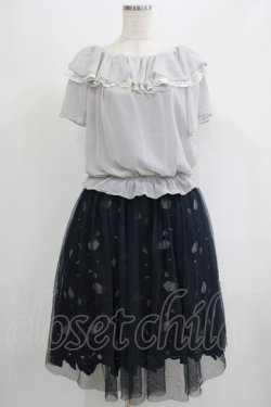 画像1: axes femme / アンサンブルレースワンピ M ネイビー/グレー H-25-07-14-034-AX-OP-NS-ZH