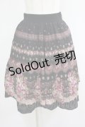 axes femme / パネルバラ柄プリーツスカート M ブラック H-25-07-14-035-AX-SK-NS-ZH