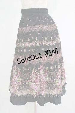 画像2: axes femme / パネルバラ柄プリーツスカート M ブラック H-25-07-14-035-AX-SK-NS-ZH