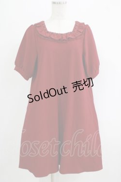 画像1: Amavel / はしごレースフリル五分袖Aラインワンピース Free ボルドー H-25-07-14-037-CA-OP-NS-ZH