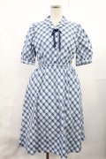 Fi.n.t / リボンタイ付き開衿チェックワンピース Free BLUE H-25-07-14-1008-CA-OP-NS-ZH