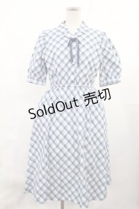 Fi.n.t / リボンタイ付き開衿チェックワンピース Free BLUE H-25-07-14-1008-CA-OP-NS-ZH