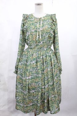 画像1: Fi.n.t / フラワーガーデン柄ワンピース Free GREEN H-25-07-14-1009-CA-OP-NS-ZH