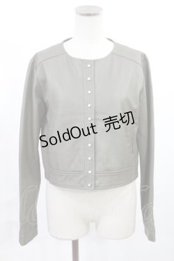 画像1: an another angelus / フロントスナップ釦ノーカラーライダース Free KHAKI H-25-07-14-1033-CA-JA-NS-ZH