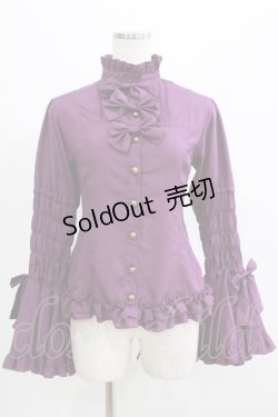 画像1: metamorphose / シャーリング姫袖ブラウス（梨地） Free パープル H-25-07-14-051-ME-BL-NS-ZH
