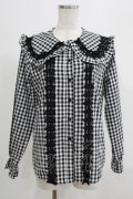 LIEF / Gingham Lace Blouse M ブラック H-25-07-14-054-LO-BL-NS-ZH