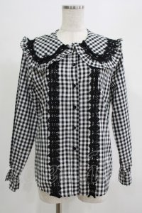 LIEF / Gingham Lace Blouse M ブラック H-25-07-14-054-LO-BL-NS-ZH