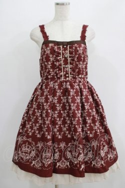 画像1: axes femme / 王冠モチーフ入りパネル柄ワンピース M ボルドー H-25-07-14-007-AX-OP-NS-ZH