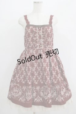 画像1: axes femme / 王冠モチーフ入りパネル柄ワンピース M ボルドー H-25-07-14-007-AX-OP-NS-ZH