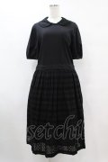 Jane Marple / ヴィンテージストライプレースコラボレーションドレス  ブラック×ブラック H-25-07-15-1027-JM-OP-KB-ZH