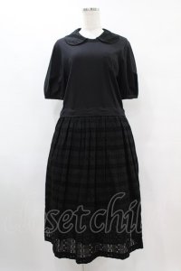 Jane Marple / ヴィンテージストライプレースコラボレーションドレス  ブラック×ブラック H-25-07-15-1027-JM-OP-KB-ZH