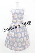 Jane Marple Dans Le Salon / シトラスフルーツラベルのドレス  スティールブルー H-25-07-15-1045-JM-OP-KB-ZH