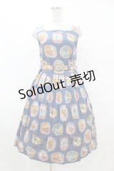 Jane Marple Dans Le Salon / シトラスフルーツラベルのドレス  スティールブルー H-25-07-15-1045-JM-OP-KB-ZH