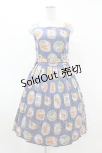 Jane Marple Dans Le Salon / シトラスフルーツラベルのドレス  スティールブルー H-25-07-15-1045-JM-OP-KB-ZH