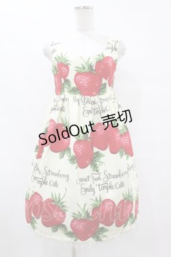 画像1: Emily Temple cute / フレッシュストロベリーノースリーブワンピース  アイボリー H-25-07-15-1048-ET-OP-KB-ZH