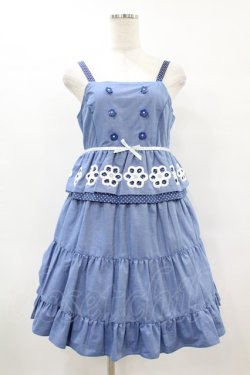 画像1: Emily Temple cute / フラワーボーラーノースリーブワンピース  ブルー H-25-07-15-1051-ET-OP-KB-ZH