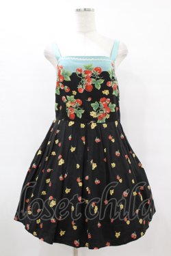 画像1: Jane Marple / ボーダーストロベリーのサンドレス  ブラック H-25-07-15-1053-JM-OP-KB-ZH
