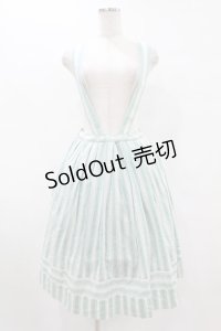 Jane Marple / ピコットストライプサスペンダースカート M ミント H-25-07-15-1054-JM-SK-KB-ZH