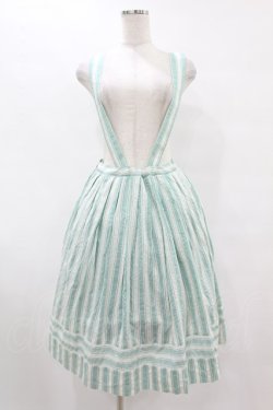 画像1: Jane Marple / ピコットストライプサスペンダースカート M ミント H-25-07-15-1054-JM-SK-KB-ZH