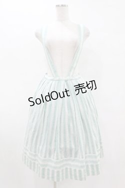 画像1: Jane Marple / ピコットストライプサスペンダースカート M ミント H-25-07-15-1054-JM-SK-KB-ZH