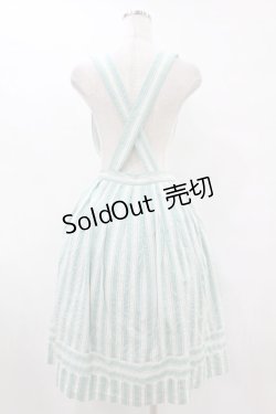 画像2: Jane Marple / ピコットストライプサスペンダースカート M ミント H-25-07-15-1054-JM-SK-KB-ZH