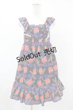 画像1: Emily Temple cute / ロイヤルスコッチフリルノースリーブワンピース  ブラック H-25-07-15-1055-ET-OP-KB-ZH