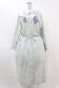 Jane Marple Dans Le Salon / Jardin Des Fleurs Embroideryドレス  ミント H-25-07-15-1007-JM-OP-KB-ZH