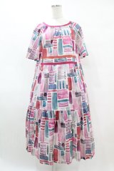 Jane Marple Dans Le Salon / Constructed stripes surf dress M ピンク H-25-07-15-1008-JM-OP-KB-ZH