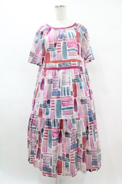 画像1: Jane Marple Dans Le Salon / Constructed stripes surf dress M ピンク H-25-07-15-1008-JM-OP-KB-ZH